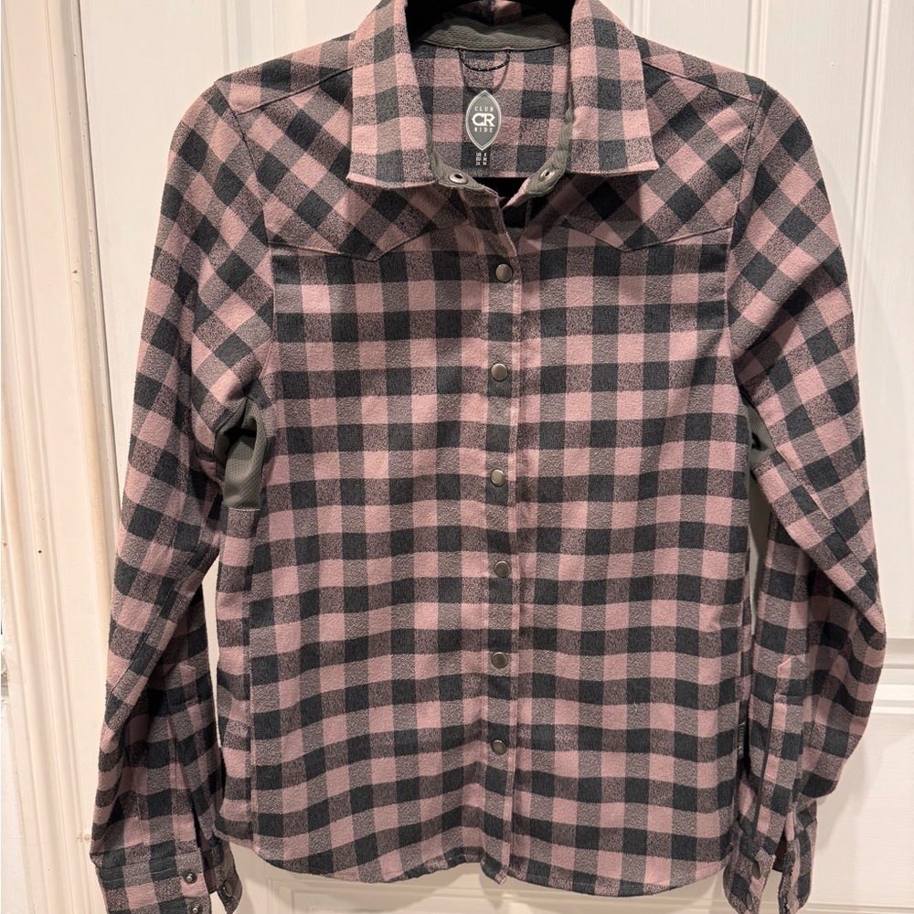 Club Ride Apparel Pink and Gray Plaid Shirt